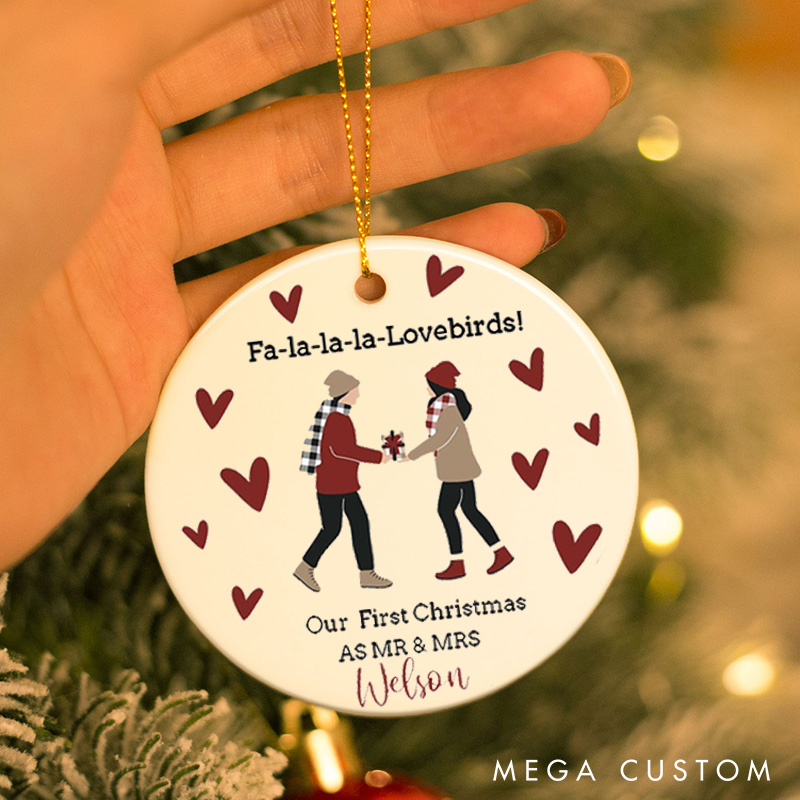 Personalized Our First Christmas as Mr and Mrs Ornament For New Couple