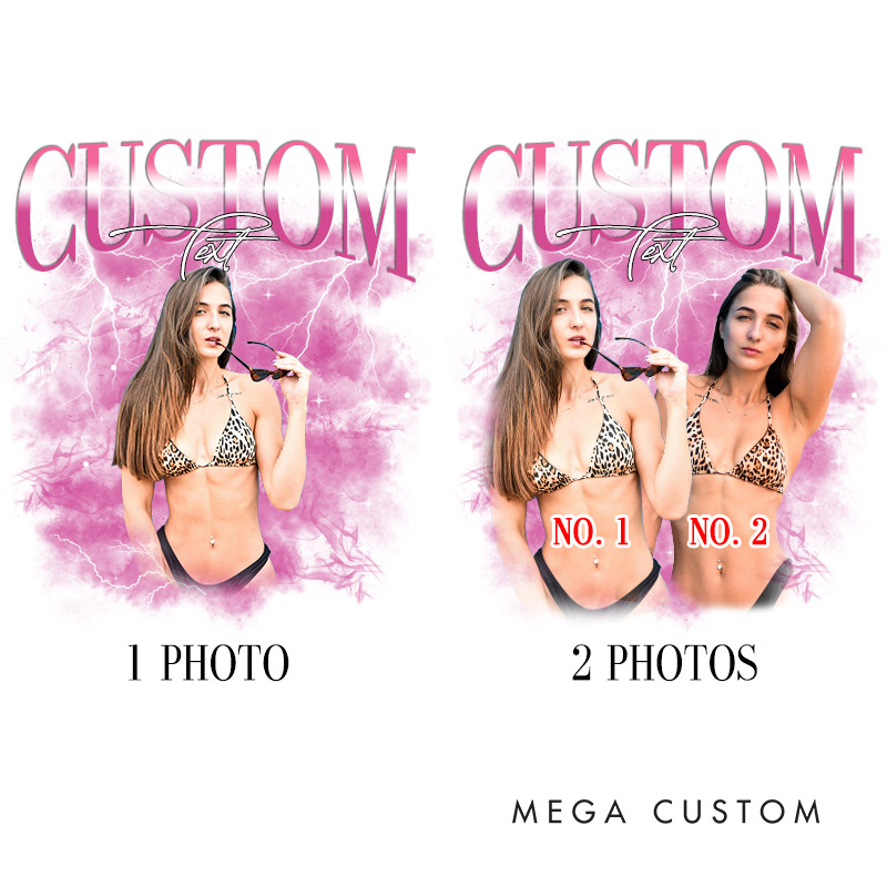 Personalized Girlfriend Bootleg Style Washed T-Shirt Custom Text Boyfriend Photo Tee Couple Face Rap Style Shirt Valentine's Day Gift for Wife Husband