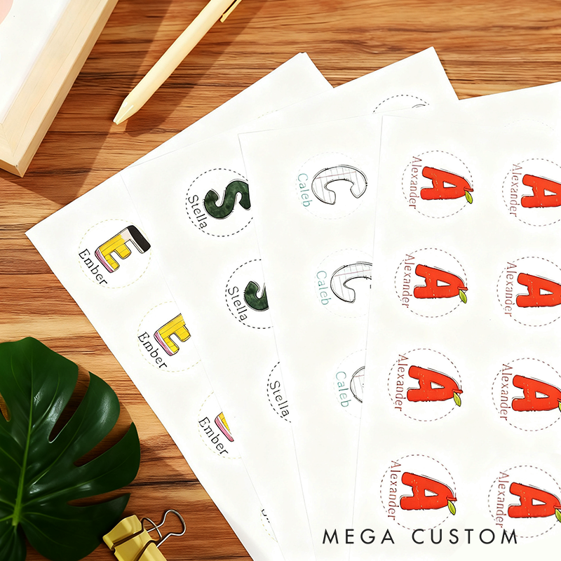 Personalized Cute Cartoon Bow Snowman Stickers Teacher Labels with Name and Initial Gift Decor Christmas Party Favors for Teachers