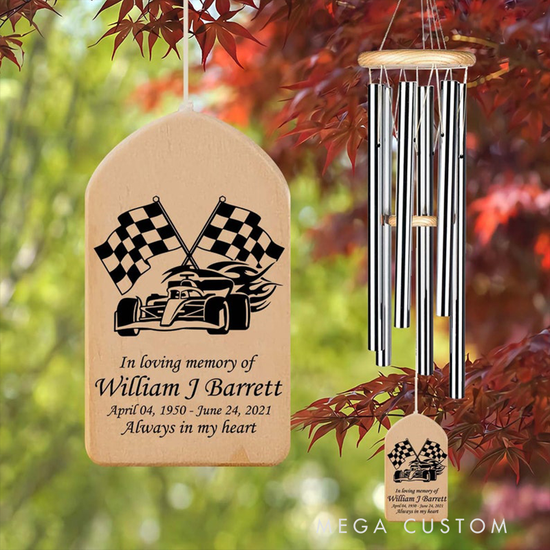 Personalized Racing Memorial Wind Chime Custom In Loving Memory Sympathy Gift Outdoor Garden Decor for Racing Lovers