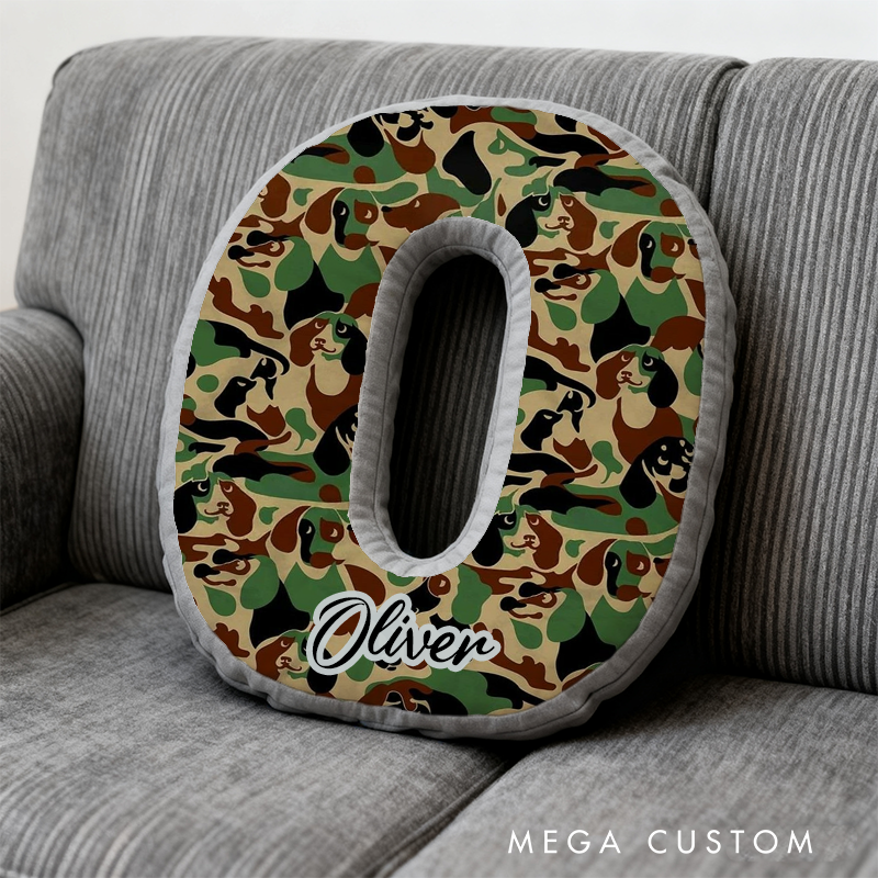 Personalized Camouflage Initial Pillow with K9 and Police Theme Custom Name Cushion for Law Enforcement Enthusiasts