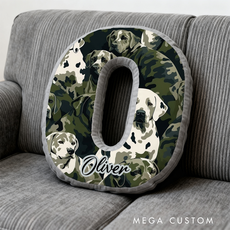 Personalized Camouflage Initial Pillow with K9 and Police Theme Custom Name Cushion for Law Enforcement Supporters