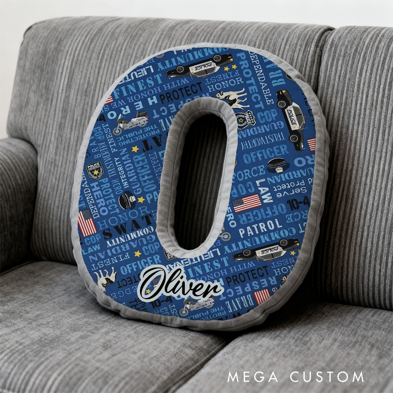 Personalized Police and K9 Initial Pillow with Custom Name Design Gift for Law Enforcement Supporters
