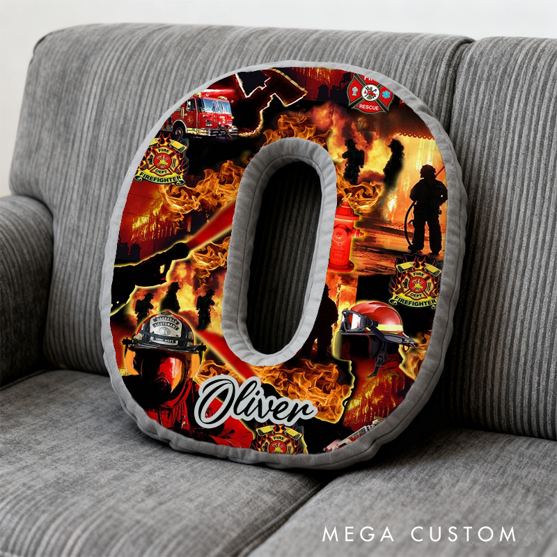 Personalized Firefighter Initial Pillow with Custom Name Design Gift for Firefighter Heroes