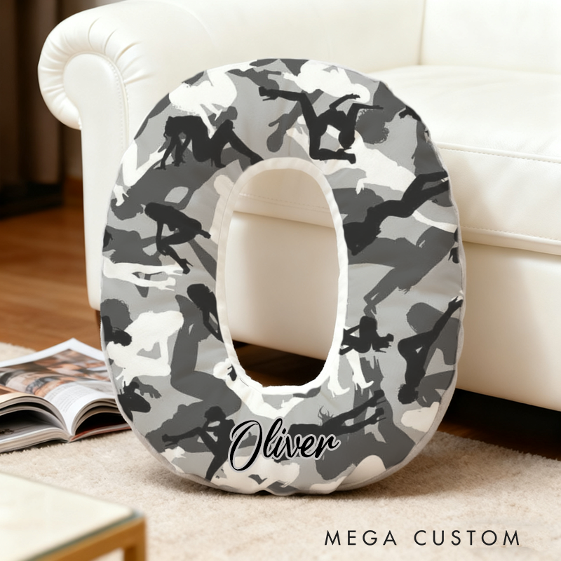 Personalized Camouflage Themed Initial Pillow with Custom Name Gift for Military and Police Supporters