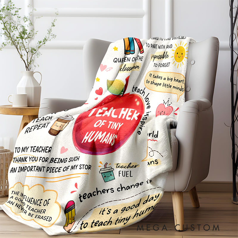 Personalized Teacher Name Blanket Teacher of Tiny Humans Blanket Gift for Teacher