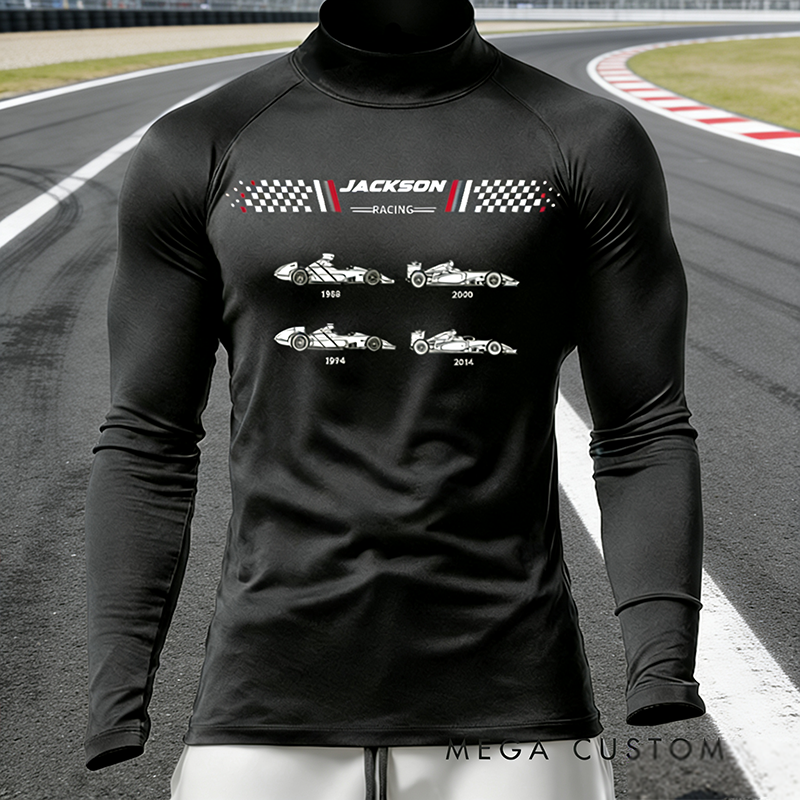 Personalized Men's Fitted Mock Custom Name Racing Car Design for Racers and Racing Lovers