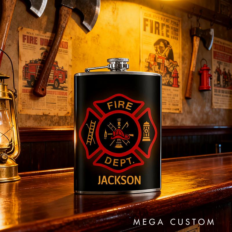 Personalized Stainless Steel Flask the Fire Department Fires Flask Gift fot Firefighters