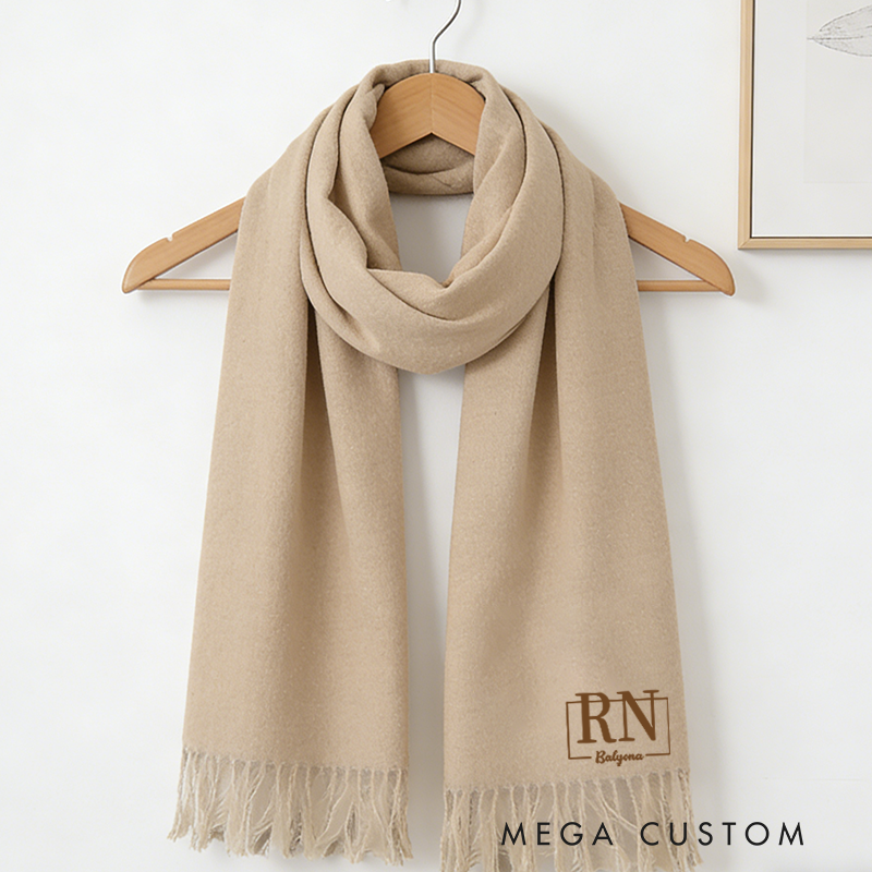 Personalized RN Nurse Scarf Custom Name Monogram Shawl Gift for Nurse Girlfriend or Mom Solid Color Winter Wrap