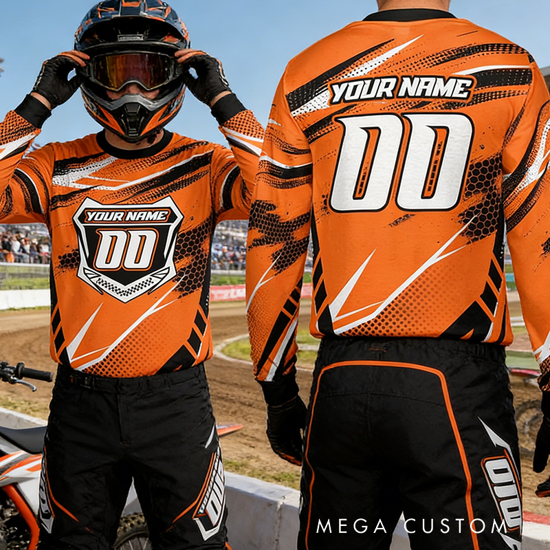 Personalized Name Number Motocross Jersey Dirt Bike Long Sleeve Shirt Gift for Motocross Riders