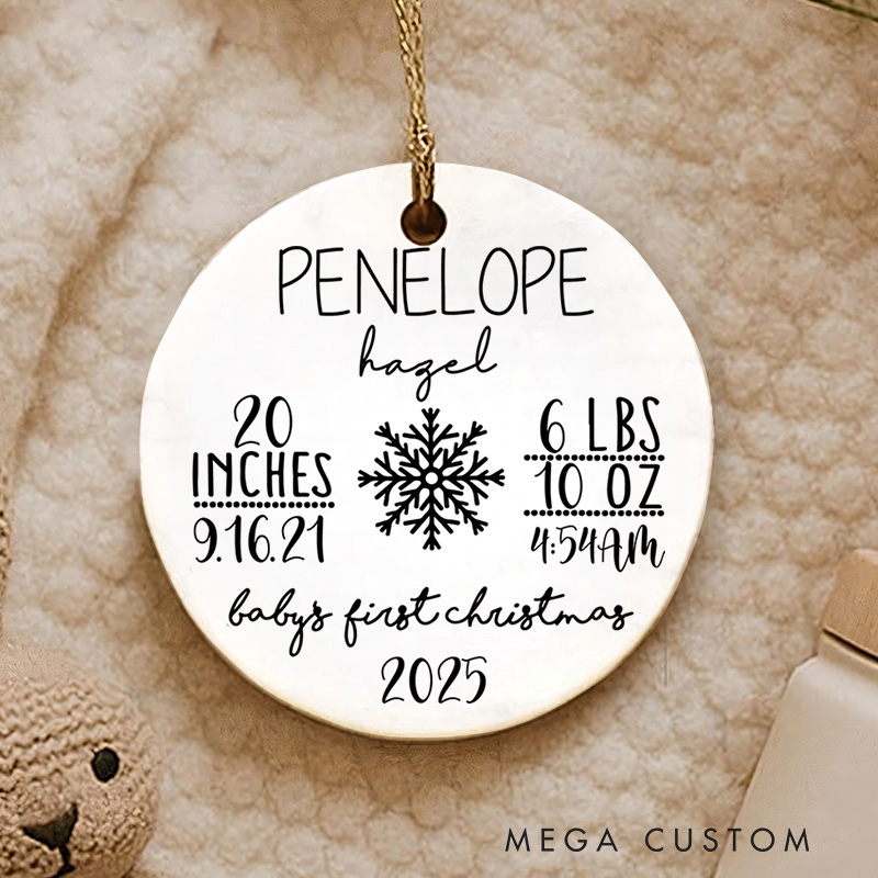 Personalized Baby First Christmas Ornament Unisex Newborn Baby Gift