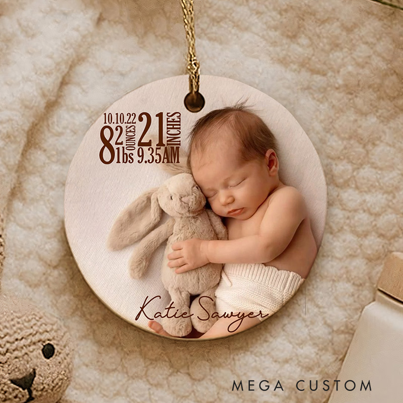 Personalized Baby Christmas Ornament with Photo New Baby Girl Boy Gift