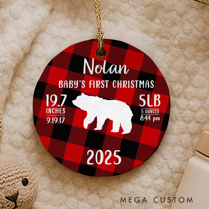 Personalized Baby Bear Christmas Ornament New Baby Gift Holiday Decorations
