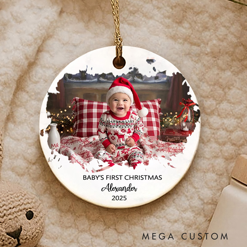 Personalized Baby First Christmas Ornament with Photo Baby Keepsake