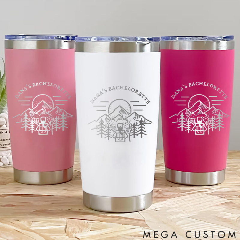 Personalized Bachelorette Adventure Tumblers Mountains Camping Travel Mug Gift for Outdoor Lovers