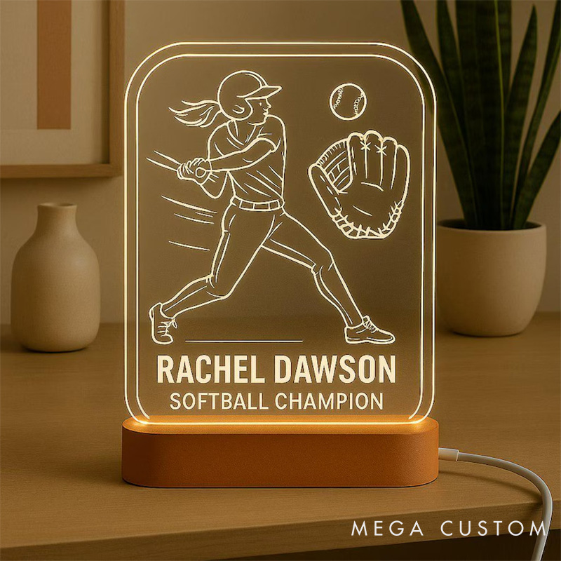 [Copy]Personalized Baseball LED Night Light with Custom Name and Stitching Design