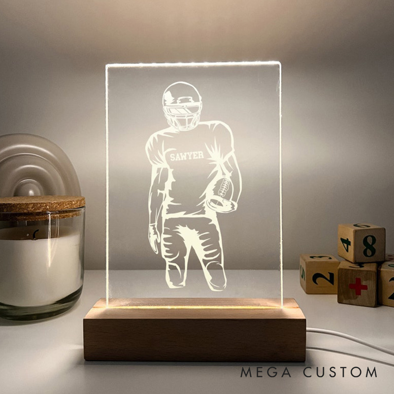 [Copy]Personalized American Football and Rugby LED Night Light with Custom Name and Minimalist Design