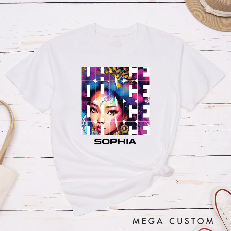 Personalized Dance Themed Boxy Graphic Classic T-Shirts Vibrant Colorful Art Dance Lovers Unique Birthday Present for Friends Family