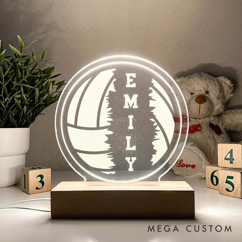[Copy]Personalized Volleyball LED Night Light with Custom Name and Modern Circular Design