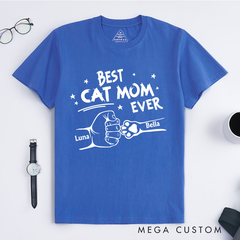 Personalized Pet Lover Best Dog Mom Ever Best Cat Mom Ever T-Shirt