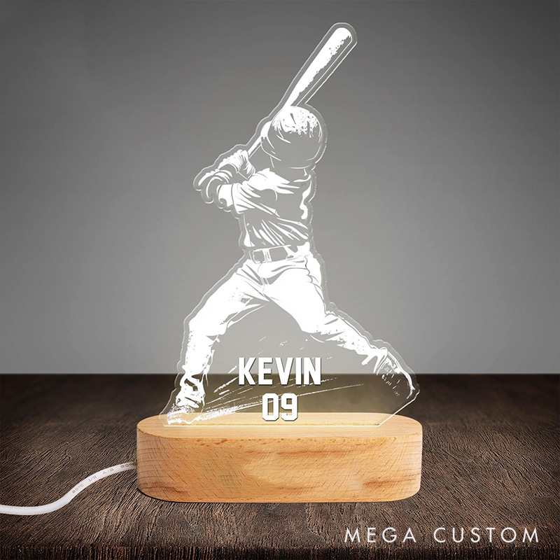[Copy]Personalized Baseball LED Night Light with Custom Name and Stitching Design
