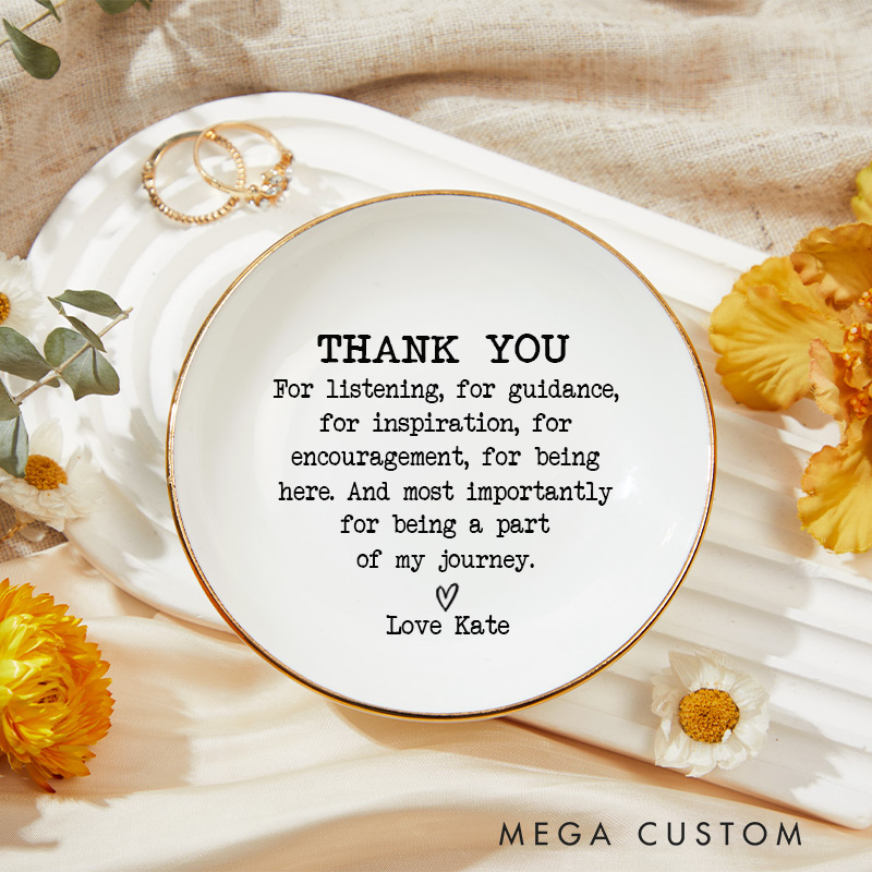 Personalized Thank You For Being A Part Of My Journey Ring Dish Appreciation Gift for Teacher, Mentor Farewell Gift For Her
