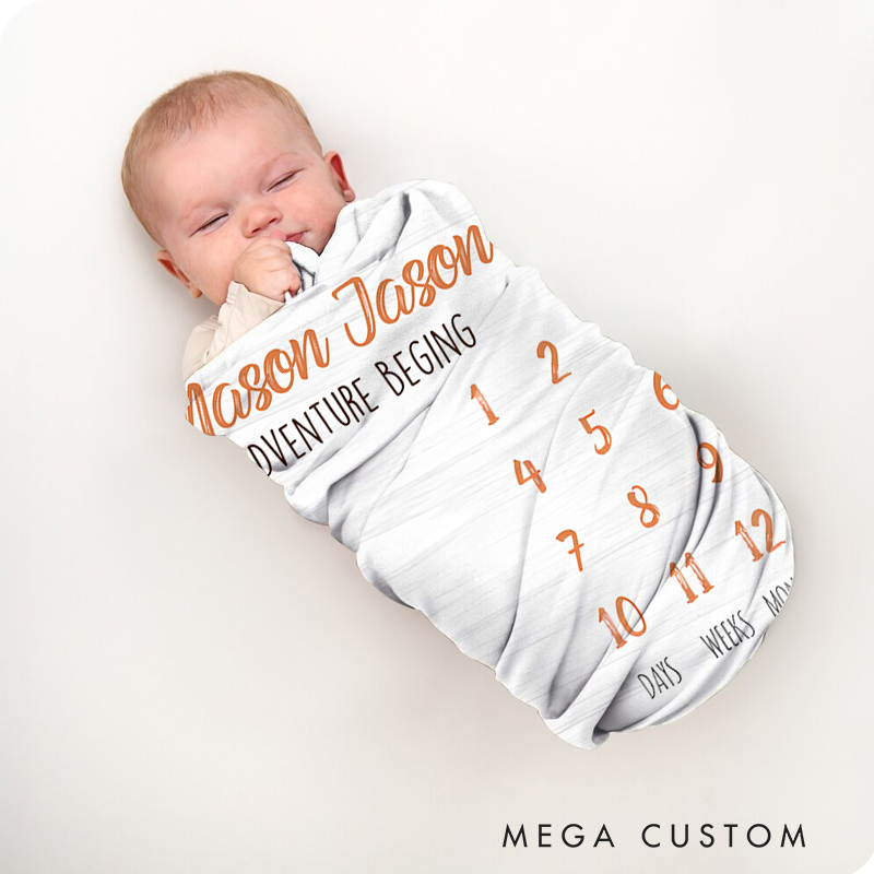 Personalized Baby Name Blanket Woodland Baby Milestone Fleece Blanket