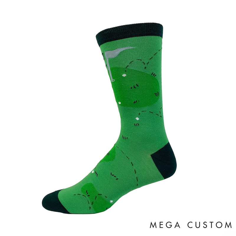 Personalized Golf Printed Socks with Custom Name for Golf Fans