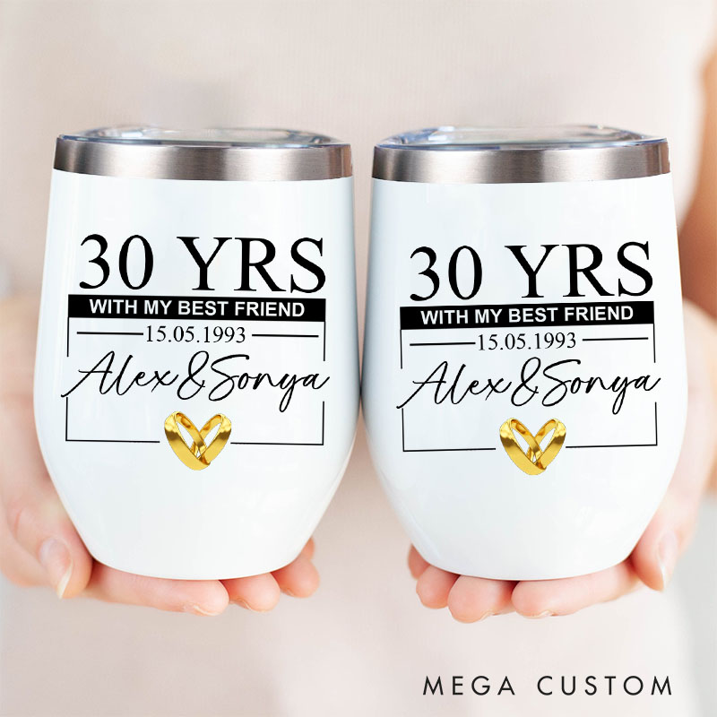 Personalized Wife Husband 30 Years Anniversary Wine Tumbler Anniversary Gift