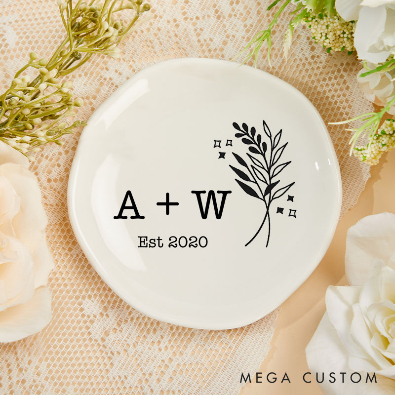 Personalized Couple Initials Ring Dish 20th Anniversary Gift Ring Holder for Her Girlfriend Gift