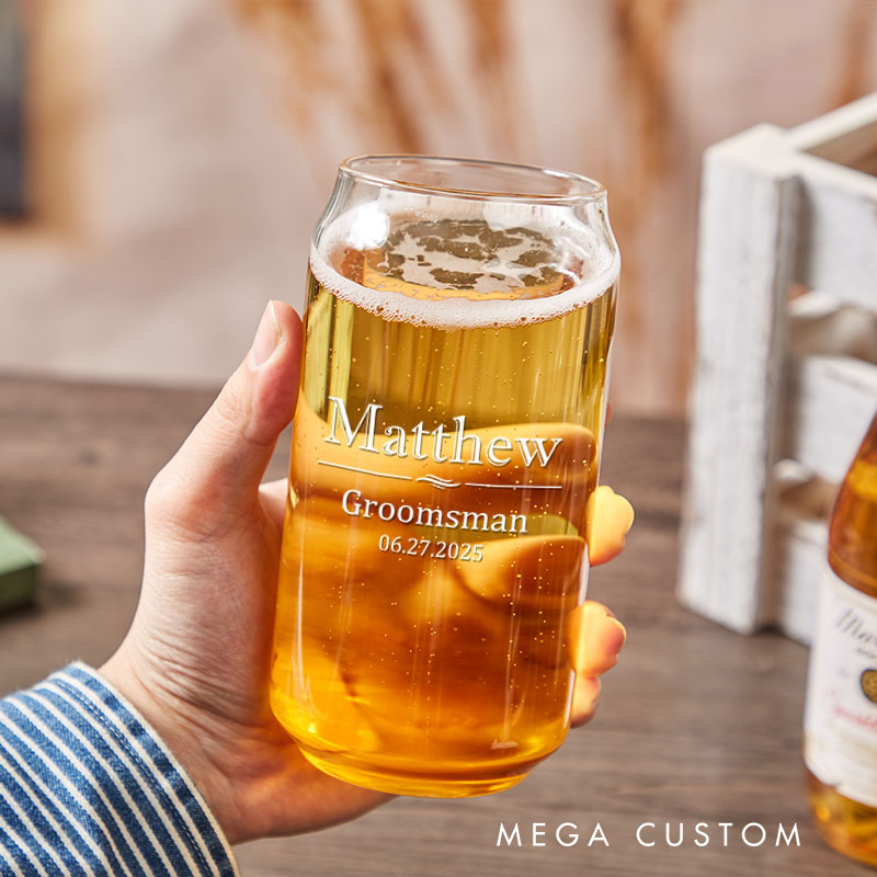 Personalized Groom Wedding Party Can Glasses Groomsman Best Man Bachelor Party Glasses