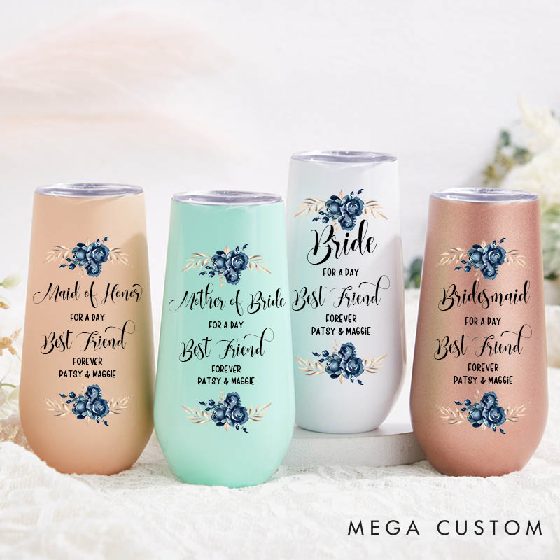 Personalized Maid of Honor for a Day Best Friend Forever Champagne Tumbler