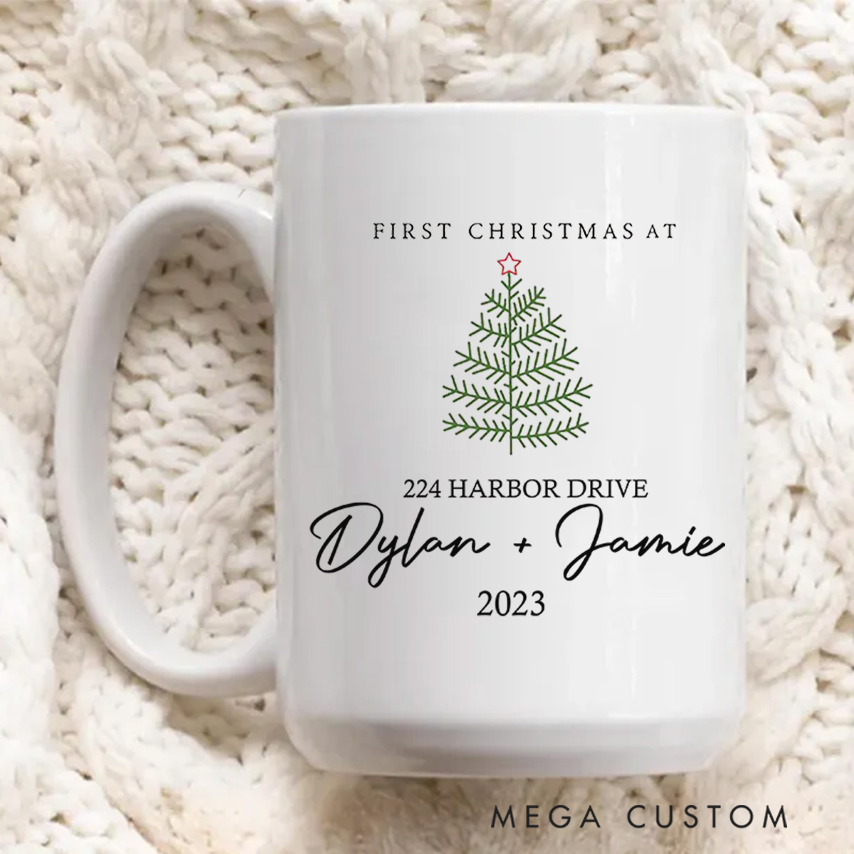Personalized First Christmas At Mug Custom Holiday Coffee Mug Christmas Gift Christmas Stocking Stuffer Christmas Decor and Tree Mug Housewarming Gift