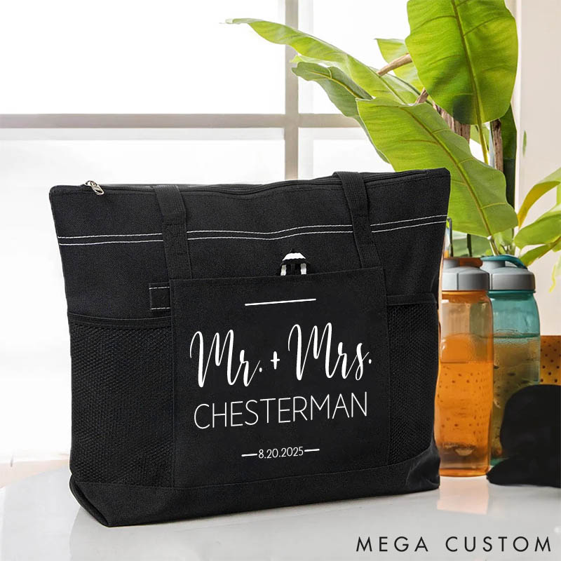 Personalized Mr. and Mrs. Tote Bag for Couple Boyfriend Girfriend Tote Bag