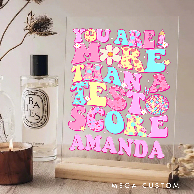 Personalized Teacher Desk Acrylic Sign You Are More Than a Test Score Pastel Theme Gift for Teachers