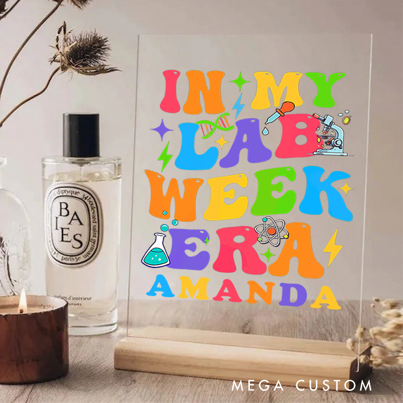 Personalized Teacher Desk Acrylic Sign In My Lab Week Era Science Theme Gift for Teachers