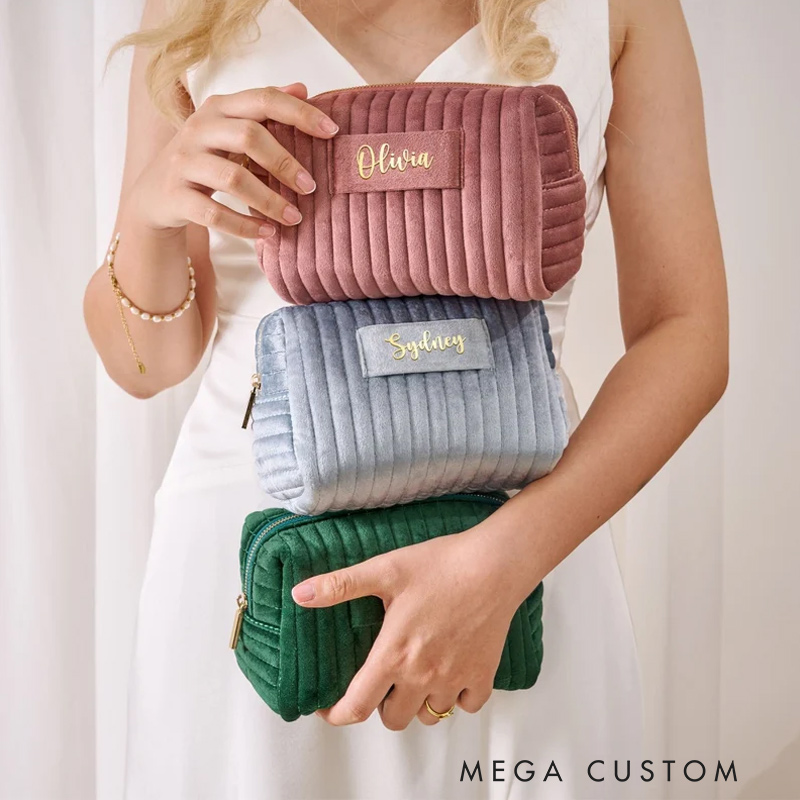 Personalized Velvet Makeup Bag Gift for Bridal Party Gifts Ideas Summer Travel Gift Cosmetic Bag With Name