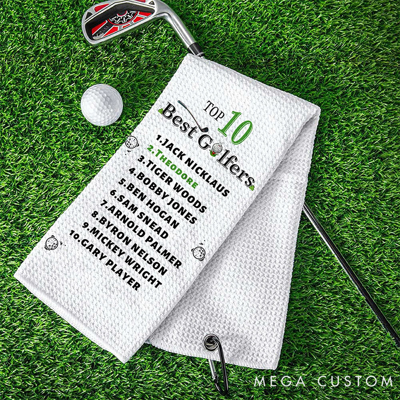 Personalized Top 10 Best Golfers Design Hand Towel with Custom Name Gift for Golf Lovers