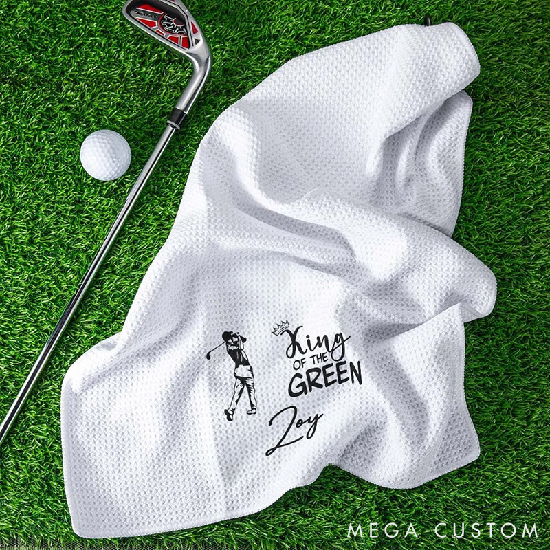 Personalized King and Queen Golf Player Design Towel with Custom Name