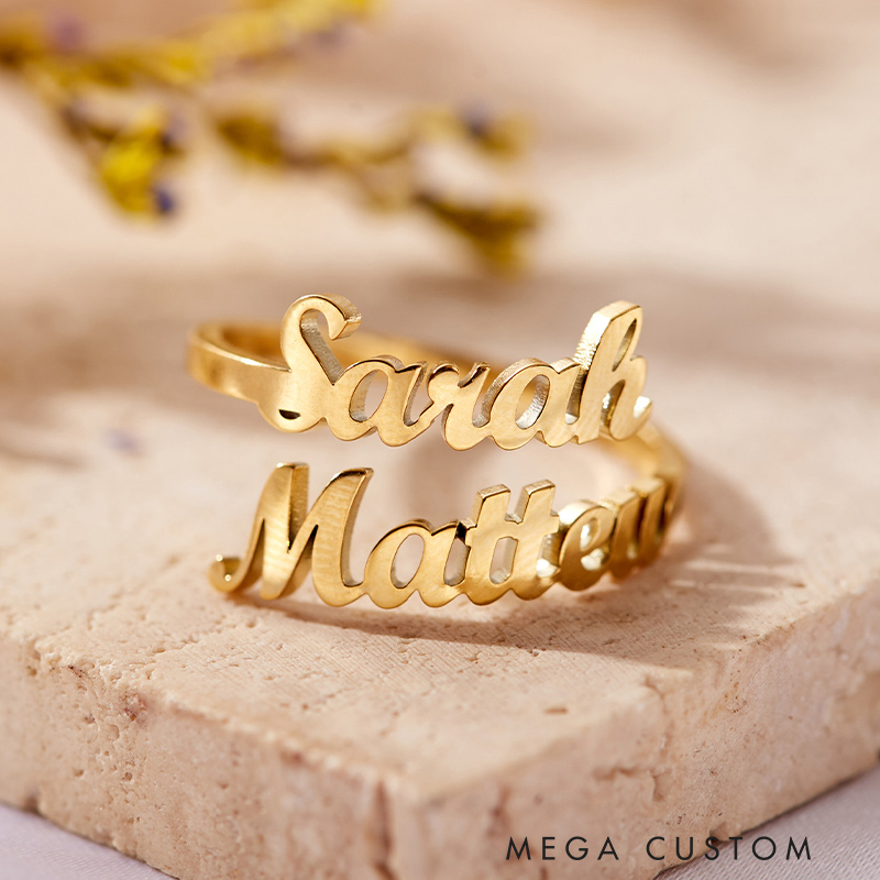 Personalized Double Name Ring Minimalist Name Ring Best Friend Gift for Her