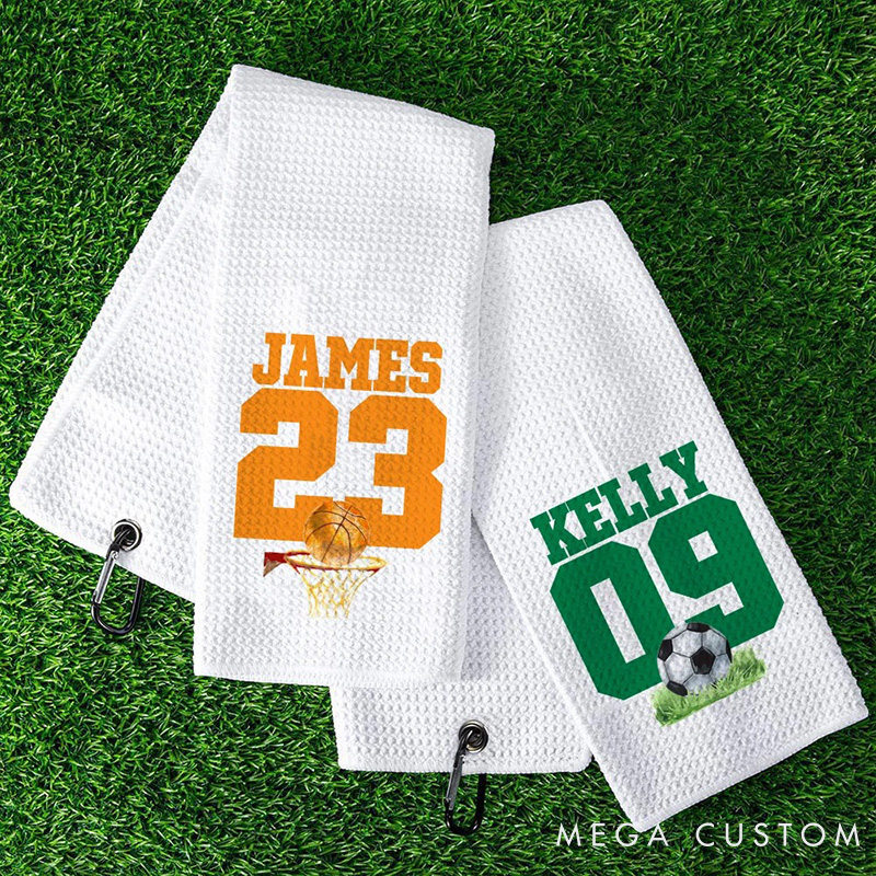 Personalized Sport Towel with Custom Name and and Premium Sports Design for Sports Lover