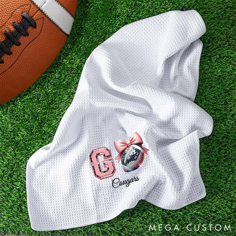 Personalized Go Disco Bow Sports Towels with Custom Name for Sport Lovers