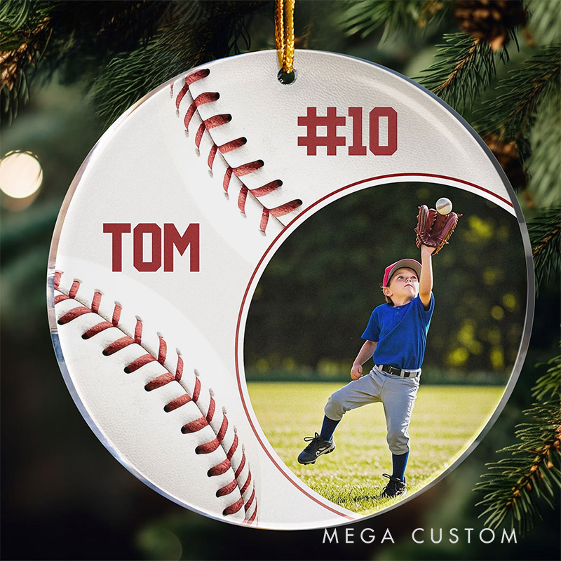 Personalized Baseball Christmas Ornament with Custom Name and Number  