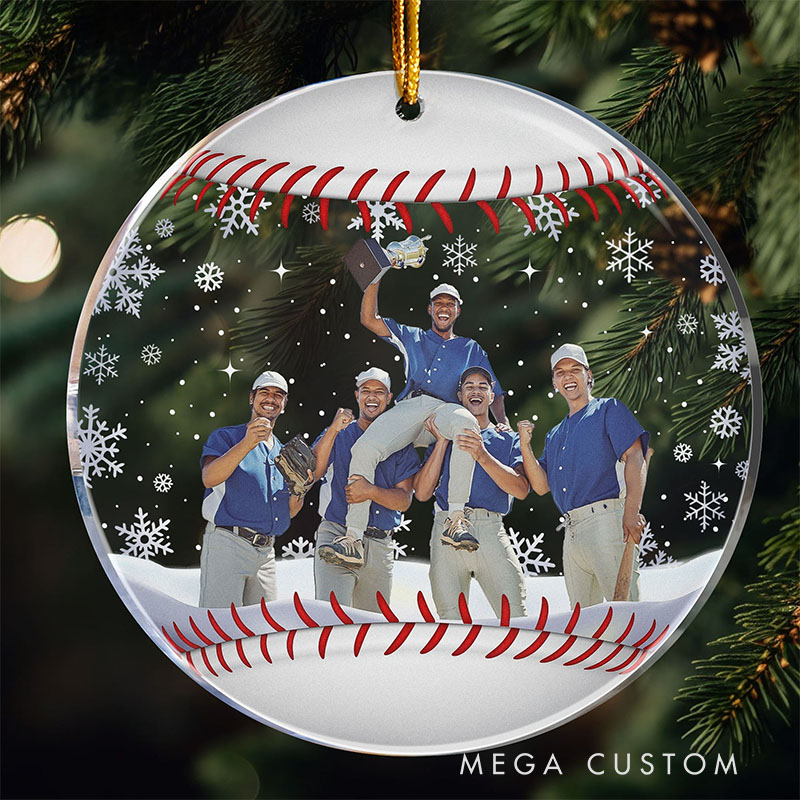 Personalized Baseball Team Christmas Ornament with Custom Photo  