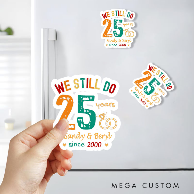 Personalized Husband Wife 25th Anniversary Magnetic Fridge Magnet