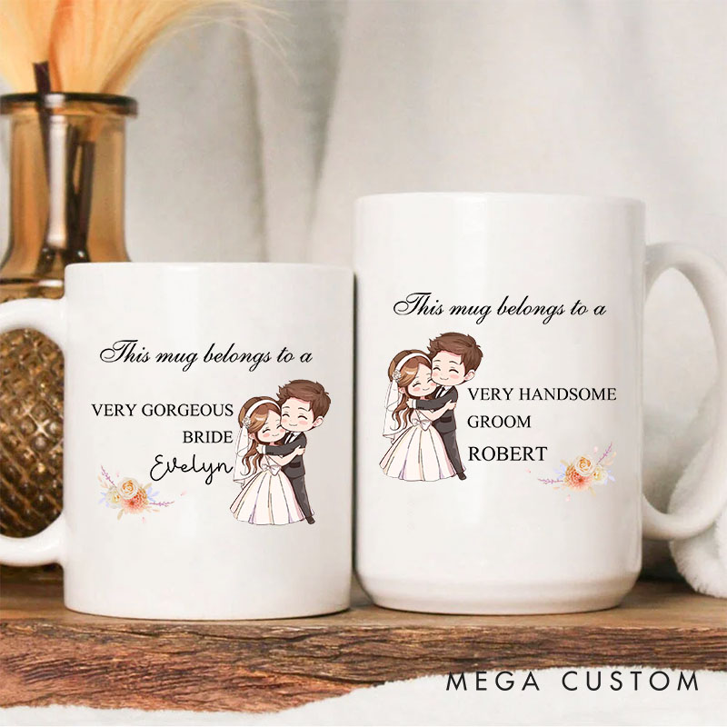 Personalized Groom Bride Mug Couple Wedding Party Cup Anniversary Coffee Mug for Her Him