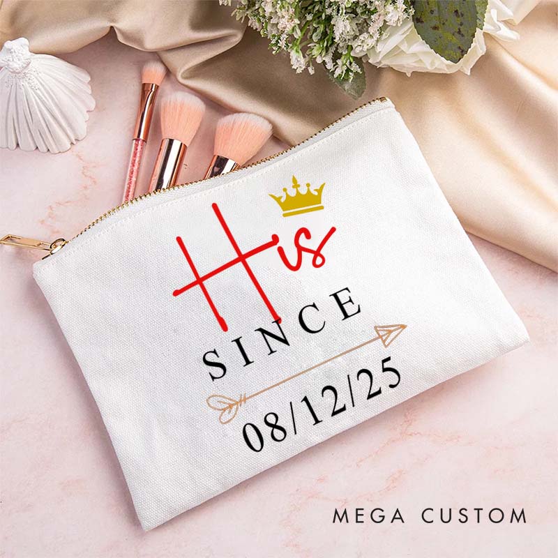 Personalized Couple Anniversary Clutch Bag Husband Wife Anniversary Travel Makeup Bag Clutch Bag