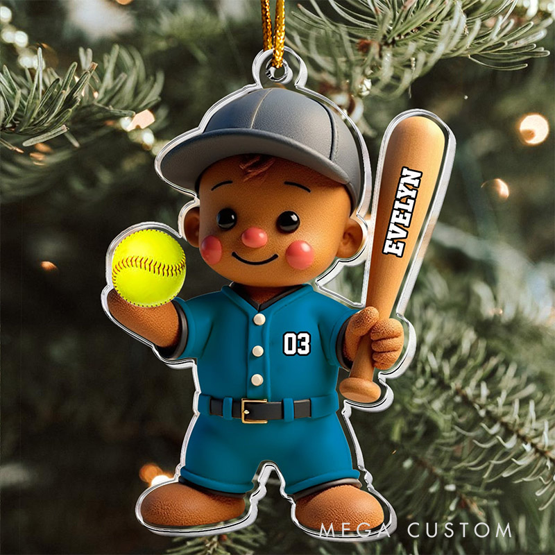 Personalized Sports Themed Ornament with Custom Baseball or Softball Design   