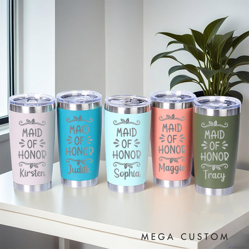 Personalized Maid of Honor Tumbler Bride 20oz Tumbler with Lid Bachelorette Party Gift