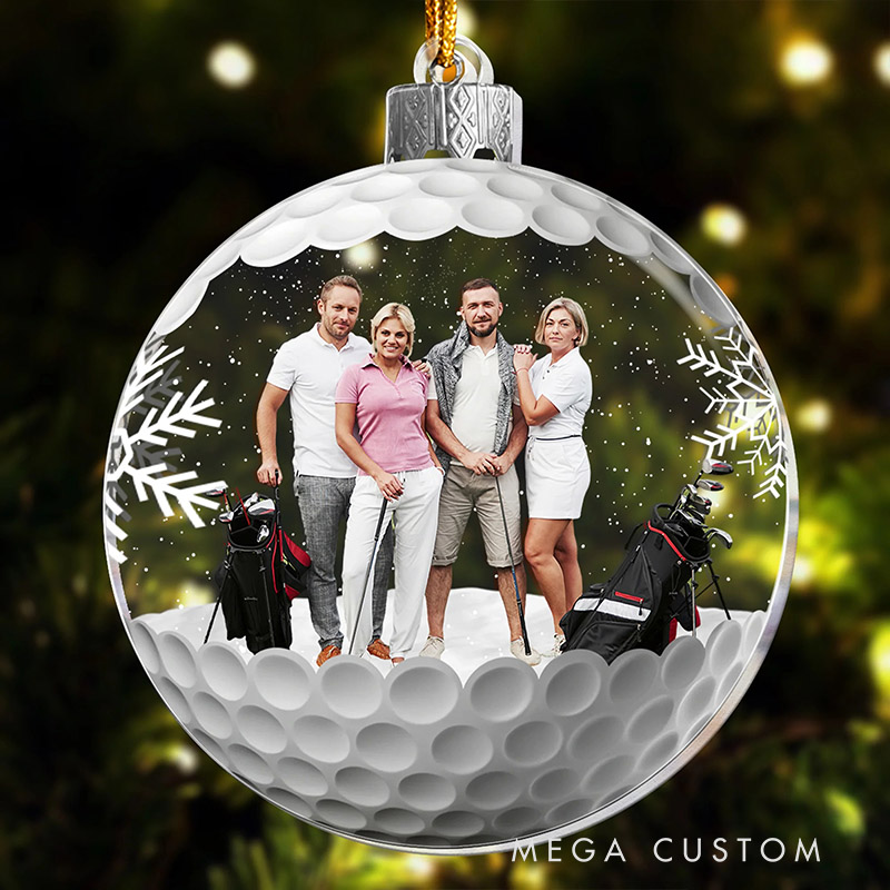 Personalized Christmas Ornament Featuring Golf Ball and Family Picture  